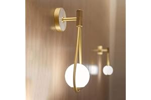 RCYF Nordic Wall Lamp Creative Golden Drop-Shaped Glass Metal Wall Light for Dining Room/Bedroom/Living Room/Study,Warm Light