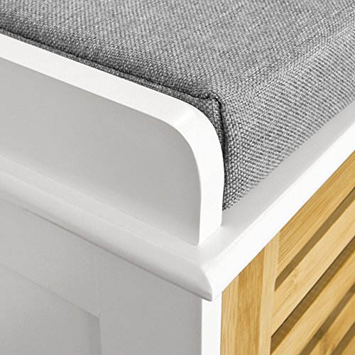 SoBuy® moderne Schuhtruhe,Sitzkommode mit 2 Körben,Sitzbank, Schuhschrank mit Sitzkissen,Spieltruhe, FSR23-K-WN - 8