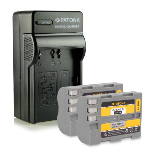 PATONA Chargeur   2x Batterie EN-EL3E pour Nikon D50   D70s   D80   D90   D200   D300   D300S   D700