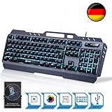 KLIM Lightning – NEU – hybrid halbmechanische Tastatur QWERTZ DEUTSCHE + sieben verschiedene Farben + 5-Jahre Garantie – Metallstruktur – Gamer Gaming-Tastatur für Videospiele PC Windows, Mac