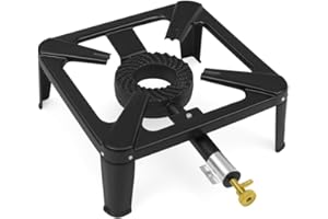 FERROELETTRA, Fornellone a Gas 4 piedi 30x30 cm, bruciatore in ghisa, acciaio verniciato nero, GPL per bombola, Butano - Propano, Altezza 15 cm