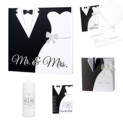 Gästebuch „Black & White“ – Hochzeitsalbum in Schwarz Weiß mit Mr & Mrs Schriftzug - 5