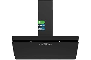 Cecotec Hotte aspirante Bolero Flux DT 908000 Glass Black A++ 90 cm, façade en verre noir, 800m3/h, 210W, A++, éclairage LED, contrôle tactile, 3 niveaux + Booster, filtre charbon.