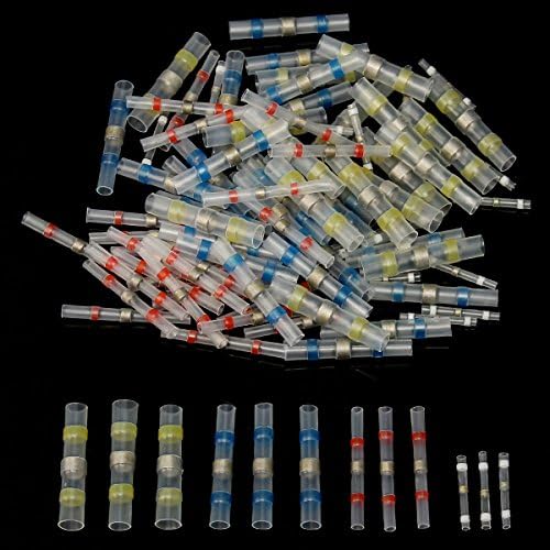 XNEMON 100Pcs Tinned Brass 100 x Solder Seal Heat Shrink Butt Wire Connector Terminal Waterproof 4 Sizes Promotion