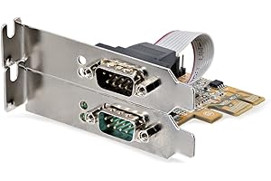 StarTech.com Carte Série PCI Express à 2 Ports - Carte d'Extension PCIe à RS232/DB9 - Adaptateur PCIe, UART 16C1050, Supports Standard ou Profil Bas - Rétention COM, Win/Linux (21050-PC-SERIAL-LP)