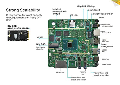 Beelink AP34 Intel Mini PC Box- Support Win10 and Linux System for Office Use – 4K Ultra HD 4G DDR3+64G Windows(C) Small Computer / Intel Apollo Lake N3450 / Intel HD Graphics 500 Desktop PC- 1000M/LAN Double WiFi USB 3,0 / Support 128GB SD and DIY SSD - 6