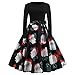 Produktbild JYJM Frauen Kleider Weihnachten Santa Weihnachten Geschenk Herz Print Swing Kleid Damen Langarm Weihnachten Cocktailkleid Schneemann Festlich Partykleid A-Linie KleidWomen's Vintage Print Dress2018