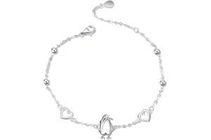 YAFEINI Bransoletki z łańcuszkiem, srebro wysokiej próby, pingwin, regulowana bransoletka, biżuteria, prezenty dla kobiet i dziewcząt