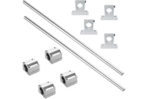 iYueMps Set di guide per stampanti 3D, 2 pezzi 8 mm x 350 mm, 4 pezzi SK8 staffa verticale in alluminio, 4 pezzi SCS8UU cuscinetti lineari cuscinetti a sfere con cuscinetti a sfera