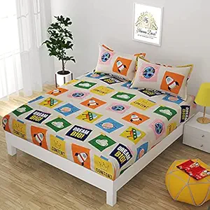 SinghsVillas Decor Presents Cartoon Printed Singlee Bedsheet with 1 Pillow Cover (Single)