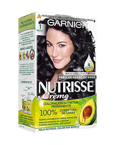Garnier Nutrisse Creme coloración permanente con mascarilla nutritiva de cuatro aceites - Negro 1