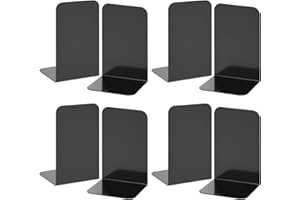 Deefongo Lot de 8 serre-livres en métal noir - 20,5 x 13,5 x 9,3 cm