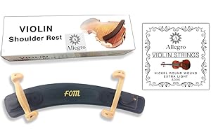Fom Verstellbare Schulterstütze für Violinen (alle Größen) mit Allegro Violin-Saitensatz 1/4 - 1/16 Schwarz