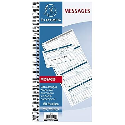 Exacompta 13292E Bloc message à spirale 50 feuilles 29,7 x 14,8 cm