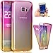 Produktbild Für Samsung Galaxy S7 Silikon Hülle, Samsung Galaxy S7 TPU Handyhülle,Surakey Samsung Galaxy S7 Double Side Full Body Silikon Crystal Schutzhülle Cute Elegant Retro Kreative Gradient Farbe Rosa Gelb Vorne und Hinten 360°Full Cover Ultra dünn TPU Silicone Case Vorne Hinten Beidseitiger Schutz Full Handytasche Durchsichtig Transparent Front Back Doppelseitig Touchscreen TPU Silikon Dünne Komplette Schale Bumper Case Cover Für Samsung Galaxy S7 - Pink+Gelb