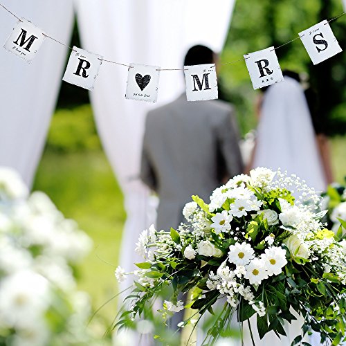 Oblique-Unique® Mr & Mrs Hochzeit Girlande Banner Ich Liebe Dich I love you Dekoration – Vintage Look - 4