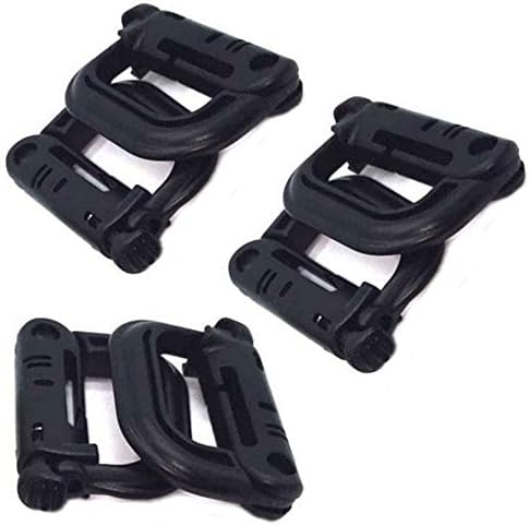 CoolBuyMall® Pack of 6pcs Multipurpose Grimloc Locking D-Ring for MOLLE Webbing and Systems (Black)