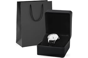 HuYiGGZ Watch Box Jewelry Storage Case Watch Gift Box PU Watch Storage Box with Pillow Bracelet Case Wristwatch Display Box for Shop, Jewelry, Watch Display(Black)
