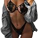 Produktbild cinnamou Dessous für Frauen, Plus Size Babydoll Set - Perspektive Transparent Nachtwäsche Unterwäsche Set Tanga V-String + BH (M, Schwarz)