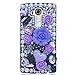 Produktbild LG V10 Hülle, Sense TE Strass [3D Handgefertigt] Diamant Serie Bling Schutz Handy Tasche Kristall Transparent Case Cover Hülle mit Retro Anti Staub Stecker - Große Rosen Herz Cosmetic Blumen / Lila