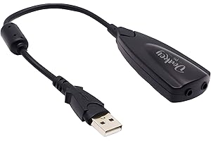 Donkey PC - Tarjeta de Sonido USB 7.1 Con Adaptador a Jack 3.5 mm, Externa Con Cable y Adaptador de Auriculares y Micrófono Para PC, Cable de 15cm