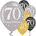 Produktbild Feste Feiern Geburtstagsdeko Zum 70 Geburtstag | 6 Teile Luftballons Gold Schwarz Silber Metallic Party Deko Set Happy Birthday