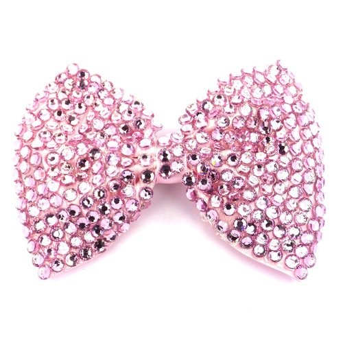 Bride Boutique Large Crystal Bow Diamante Encrusted Hair Clip Grip Fascinator Wedding Prom (Baby Pink)