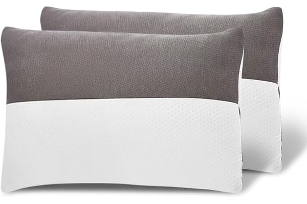 Wakefit Hollow Fiber Sleeping Pillow Height Adjustable Soft & Fluffy Comfort White & Grey 27 x 16 Inch Set of 2 Free Extra Fiber for Custom Comfort (300 Grams)