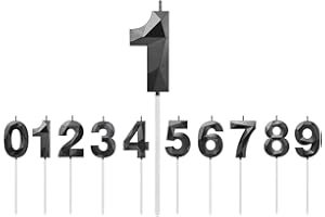 JN-YOURS Geburtstag Zahl Kerzen,Schwarze 3D-Design-Glitter-Geburtstagskerzen, Geburtstagstorte,Hochzeitsparty,Abschlussfeier Usw (1)