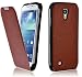 Produktbild JAMMYLIZARD | Luxuriös Leder Flip Case Klapphülle für Samsung Galaxy S4 Mini, Cognac Braun