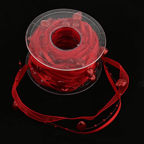 Gazechimp 5 Meter Herz Perlen Spitze Zierte Näh Mesh Spitzenband Geschenkband Dekoband Für Handwerk 10mm – Rot, one size - 4