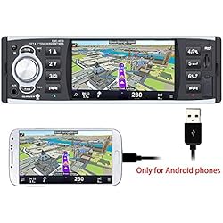PolarLander Autoradio Bluetooth, Manos Libres Estéreo de Coche, Llamadas Manos Libres, 4 Pulgadas HD estéreo,de Pantalla de Espejo para Android teléfono 1 DIN USB/SD/FM/RDS con cámara Trasera