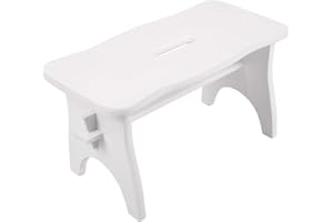 Creative Deco Mała Biała Drewniana Ryczka | Drewniany Stołeczek | 38 x 19 x 21 cm | Drewno Sosnowe | Idealna dla Dzieci, do Domu, Szkoły i Kuchni