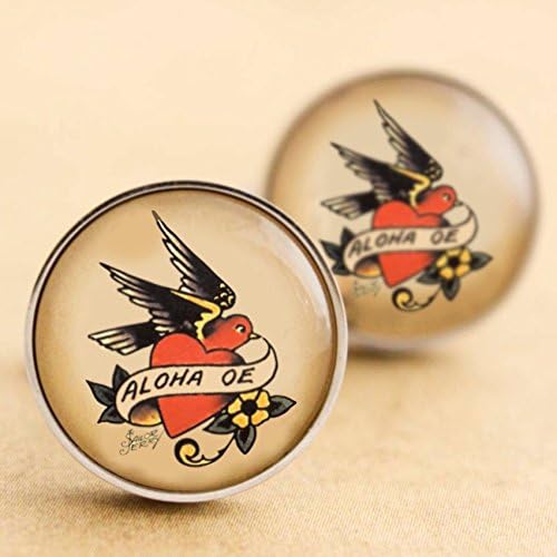 Swallow Cufflinks, Stainless Steel Cufflinks, Sailor Jerry Cufflinks, Rockabilly Cufflinks, Tattoo