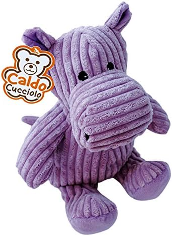 Warm Puppy Hippo Classic Plush Velvet Plush with Millet Seed and Lavender Flowers, Fabric, Multicoloured, 17 x 18 x 25 cm