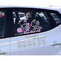 NEU - Baby/Kinder (Autoaufkleber/Wand o. Türtattoo) mit Ihrem Wunschtext, Motiv.-Farb.- und Schriftauswahl