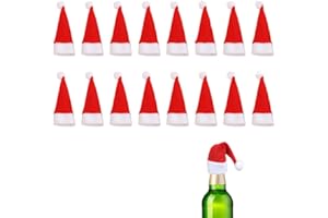 CAIKAILIOR 10 Stück Mini Weihnachtsmütze,Nikolausmütze Klein,Kleine Weihnachtsmützen,Basteln Filz Weihnachten Besteckhalter Hats,für Eier SüßIgkeit Flaschen Deko Schneemann Dekoration Geschenk Dekoration (10)