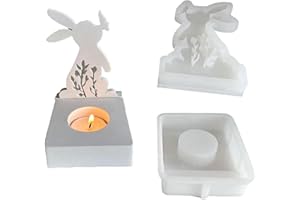 ‎SKEADEX Silikonformen Gießformen, Osterhase Silikonform Kerzenständer, Hase Silikon Gießform Kerzenhalter für Ostern, Osterhase Silikonform for Gips, Oster-DIY-Geschenke (A)