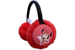 CARTOON Orejeras de invierno, Disney, diadema ajustable, para niños, protección contra el frío del viento (Minnie), rojo