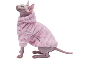 DUOMASUMI Abbigliamento per gatti senza pelo, caldo e spesso, alla moda, con cappuccio, per autunno e inverno, per gatti Sphynx, Devon Rex, gatti della Cornovaglia e gatti di piccola taglia (rosa, S)