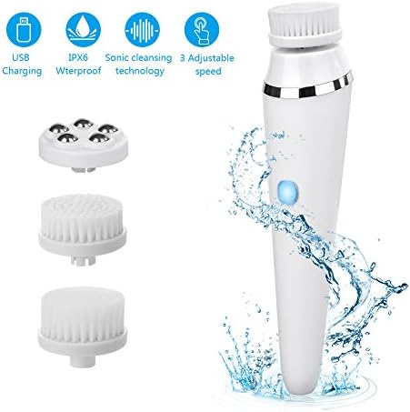 Facial Brush,Wigbow USB Charging Portable 3-in-1 Facial Cleansing Brush and Massager IPX6 Waterproof Face Brush Sonic Cleaning Face Deep Clean, Exfoliating and Massaging