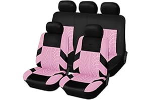 YoQIK Auto Ensembles Housses Siège pour Dacia Sandero Stepway 3.Gen 2.Gen 2012-2016 2017-2022 2023 2024 2025,Avant Arrière Coussins Couvre Respirant Imperméable Protections Accessoires,Pink-4