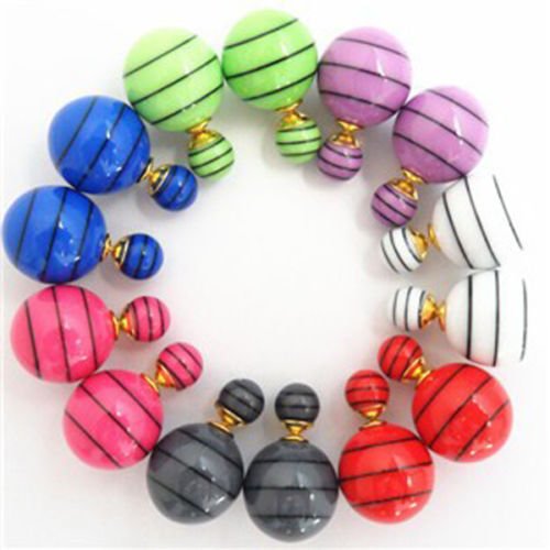 Vale Fashion Design Boucles d'oreilles en velours double face Faux perle grosse boule Studs Bijoux