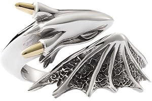 Auriselle Anello vichingo da uomo apertura regolabile, motivo bussola/rosa spinosa/croce/corone/ali e artigli/drago volante, incisione con testo, gioiello retrò punk hip hop gotico vintage, regalo