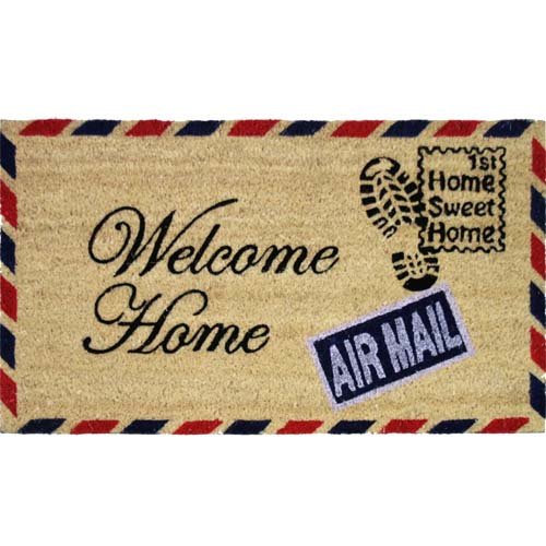 comprare on line JVL - Zerbino in fibra di cocco con retro in PVC, motivo francobollo Welcome Home, 40 x 70 cm prezzo