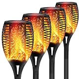 swonuk Lumières Solaire Flammes IP65 Waterproof Lampes Solaire Extérieur Danse Flammes Eclairage Torches pour Jardin Patio Pathway (4 Pack)