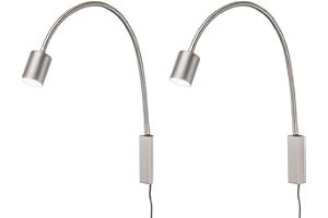 ‎MEINEWUNSCHLEUCHTE meineWunschleuchte 2er SET 2in1 Wandlampen & Bettlampen Silber, Schwanenhals Leselampen