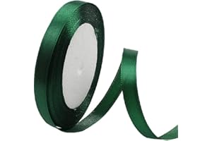 POPOYU Satinband DunkelGrün 10mm, 23 Meters Dekoration Präsent Geschenkband Breit Schleifenband, Stoffband für Kleid Hochzeit, Taufe und Geburtstag Geschenke,Satin Dekoband, Deko Band Geschenkverpackung