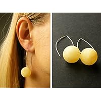 Wunderschöne Hängeohrringe, baltischer Bernstein, gelb, matt, amber balls earrings, Silber 925, UNIKAT
