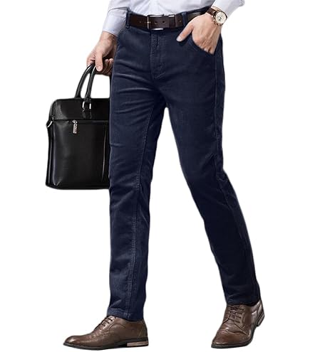 Pantalon Homme En Velours Côtelé - Coupe Droite Classique, Confortable, Pour Travail Ou Sortie - Automne/Hiver, Tissu Coton/Polyester - 2